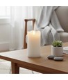 LED Blockljus 15 cm hög, flameffekt, vit - Ø7,5 cm, 15 cm hög, fungerar med fjärrkontroll, timer, äkta stearin
