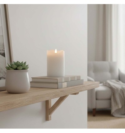 Bougie LED 12,5cm de haut, effet flamme, blanc - Ø7,5cm, 12,5cm de haut, fonctionne avec télécommande, minuterie, véritable cire