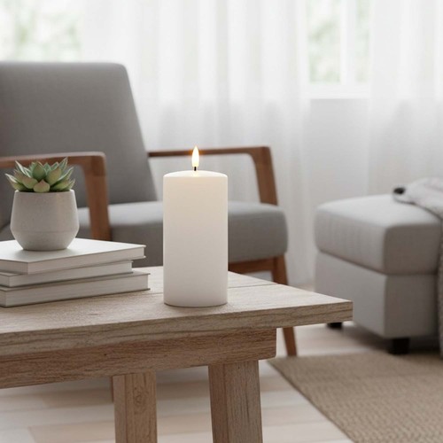 LED Kaars 15cm, smelt-look, vlameffect - Ø7,5cm, afstandsbediening, timer, echte was