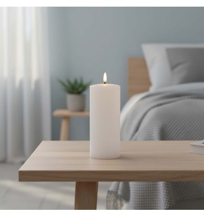 Bougie LED 17,5cm, aspect fondu, effet flamme - Ø7,5cm, télécommande, minuterie, vraie cire