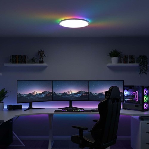 39W CCT taklampe med RGBIC backlight - Ø30cm, Tuya, inkl. fjernkontroll