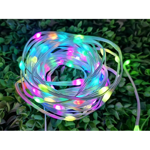 10m RGBIC LED-lichtsnoer - 5V USB, 100 LED, transparante kabel, afstandsbediening + bluetooth