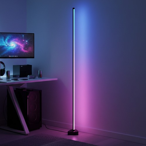 RGBIC+WW hoeklamp - 146cm, Bluetooth app-styling en RF-afstandsbediening