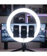 LED Ring light med stativ - 55W, Ø44cm, 3 telefonholdere, fjernkontroll, 3200K-5800K