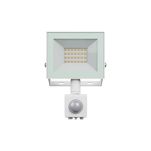 20W lyskaster med sensor - IP44, hvit, arbeidslampe, PIR-sensor