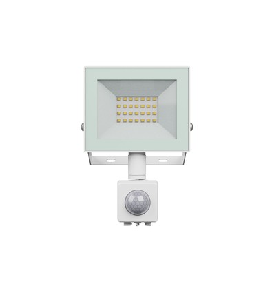 20W lyskaster med sensor - IP44, hvit, arbeidslampe, PIR-sensor