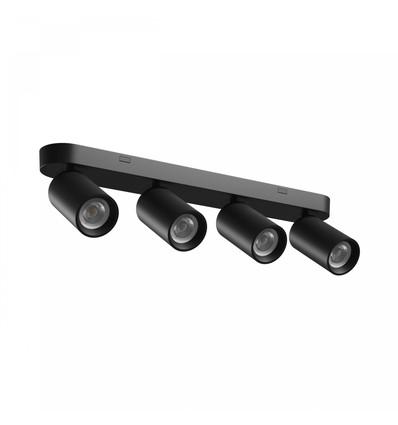 Plafonnier 4 spots, GU10 - Noir, IP20, sans ampoule