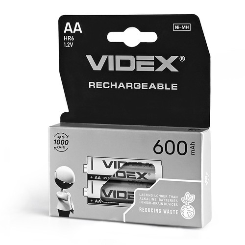 Hr6 batteri - Ni-MH genopladeligt, 600mAh, 2 stk