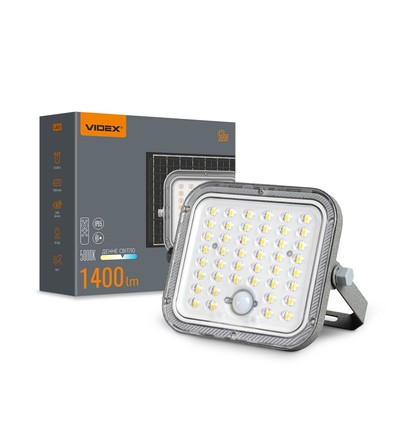 20W LED solcellsstrålkastare med sensor - 1400lm, IP65, 5000K, grå, utomhus