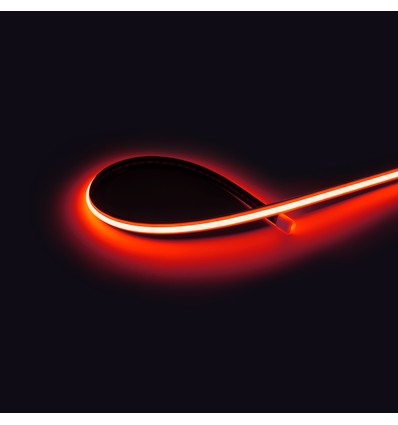 Ruban LED COB 5m 9W/m Rouge sans points - 24V DC, IP67, 240 LED/m, 5 ans de garantie