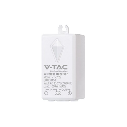 Récepteur RF/WiFi pour interrupteurs sans fil - 1000W, portée jusqu'à 500m, blanc, plastique PC
