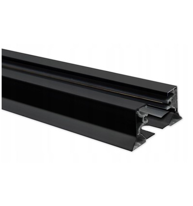 1 mètre de rail pour spots sur rail - Noir, monophasé, 1F2W, complet avec connexion et embout
