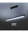 VT-7-44 LED hanglamp 40W - lineair, hangend, Samsung chip, op/omlaag systeem 3-in-1, zwarte behuizing