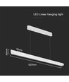 Vt-7-35 LED-lampa 36W - linjär hängande upphängd, Samsung, diffusorplatta typ 3i1 vit