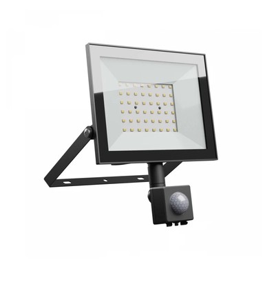 50W strålkastare med sensor - IP44, svart, arbetslampa, PIR-sensor