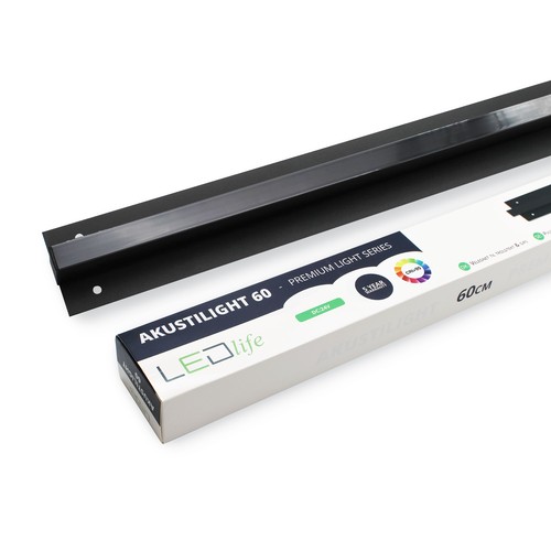 Rail LED Troldtekt noir 60 cm - 30W, Akustilight, encastré, 24V