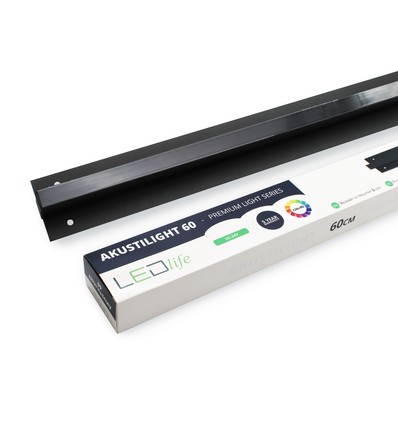 LED Sort Troldtekt Skinne 60 cm - 30W, Akustilight, Planforsænket, 24V