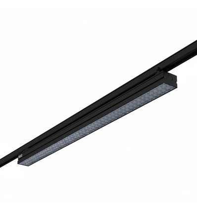 38W 3-faset LED-lysskinne - 170 lm/W, 115 cm, sort, til kontor og butikk