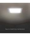 12W 17x17cm LED indbygningspanel - Firkantet, 1200lm, Hul: 15,5 x 15,5 cm, Mål: 17,1 x 17,1 cm