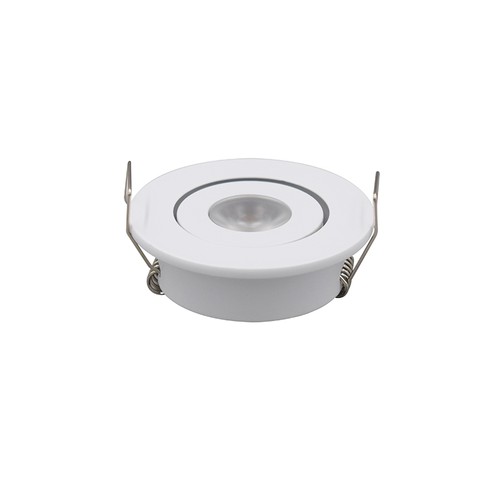1W Ø5,2cm indbygningsspot dæmpbar - 12V/24V, Hul: Ø4,2 cm, Mål: Ø5,2 cm, 2,2 cm høj, hvid