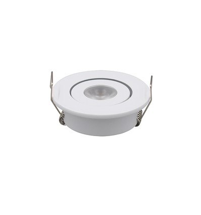 1W Ø5,2cm innfellingsspot dimbar - 12V/24V, hull: Ø4,2 cm, mål: Ø5,2 cm, 2,2 cm høy, hvit