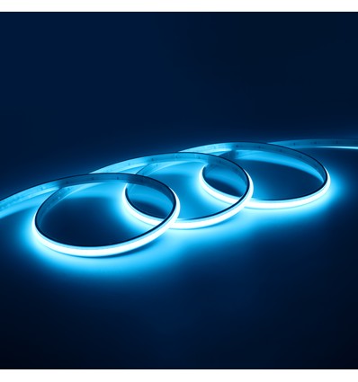 5m 9W/m Bleu clair Ruban LED COB sans points - 24V DC, IP67, 240 LED/m, 5 ans de garantie