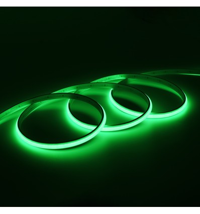 5m 9W/m Groene Dot-free COB-LED-strip - 24V DC, IP67, 240 LED's per meter, 5 jaar garantie