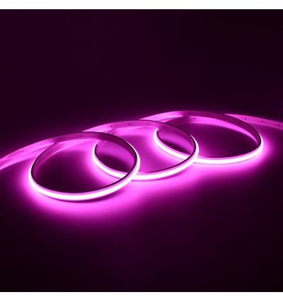 5m 9W/m Roze Dot-free COB-LED-strip - 24V DC, IP67, 240 LED/m, 5 jaar garantie