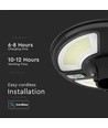10W Solara LED hagelampe med sensor - IP65, 1500lm, sort, rund, inkl. fjernkontroll og timer