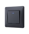 1-kanals bryter med indikatorlys - 86x86mm, IP20, sort