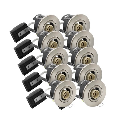 Lot de 10 spots encastrables GU10 - Nickel satiné, IP20