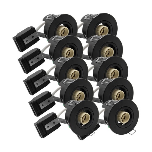 Lot de 10 spots encastrables GU10 - Noir, IP20