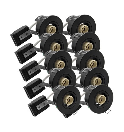 10 stuks GU10 inbouwspot - Zwart, IP20