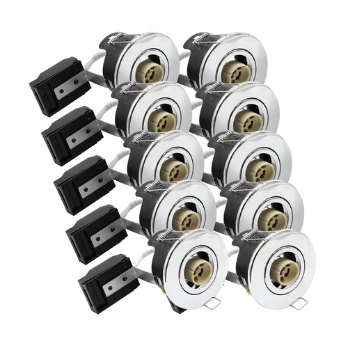 Lot de 10 spots encastrables GU10 - Acier brossé, IP20