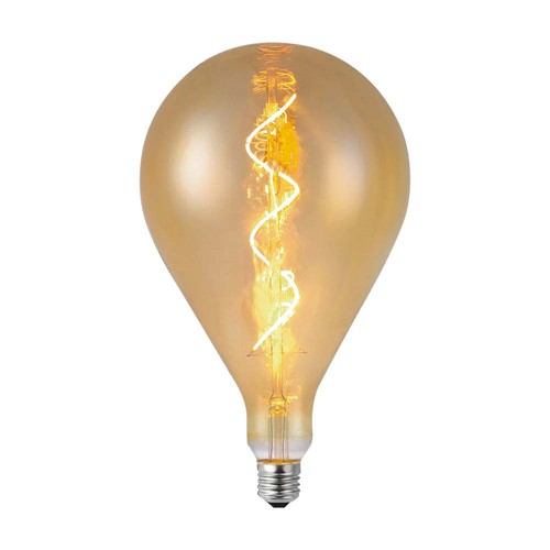 E27 4W LED spiral filament lamp - A160, Amber glas, 2700K, 250lm