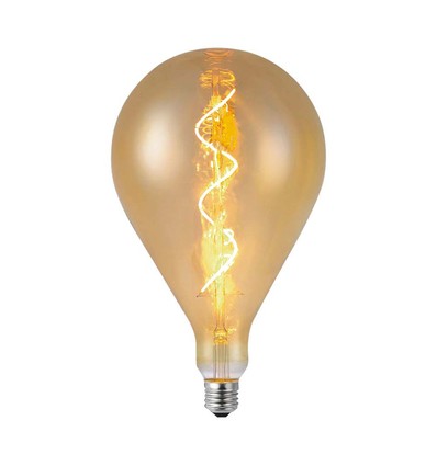 Ampoule LED E27 4W filament spirale - A160, verre ambré, 2700K, 250lm