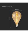 E27 4W LED spiral filament lampa - A160, Amber glas, 2700K, 250lm