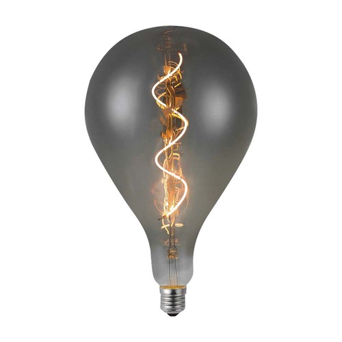 Ampoule LED E27 4W filament spirale - A160, verre fumé, blanc chaud