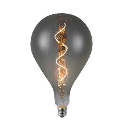 E27 4W LED filament spirallampa - A160, smoky glas, varmvit
