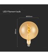 E27 4W LED filament spirallampa - G200 globe, amber glas, varmvit, 250lm