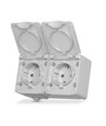 Prise double Schuko extérieure - IP65, gris