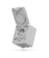 Enkele schuko-stopcontact - buiten, IP65, grijs
