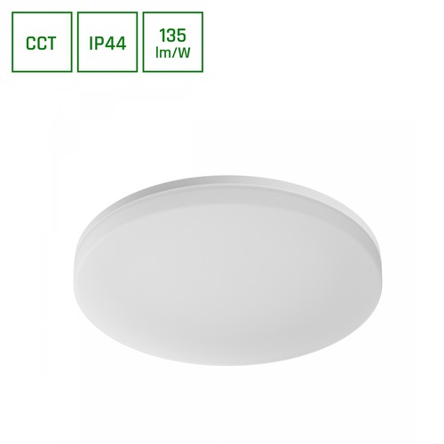 40W Nymphea Fusion LED plafondlamp, 135lm/W - Verstelbaar 20/30/40W, CCT, IP44 badkamer, Ø33cm, witte rand