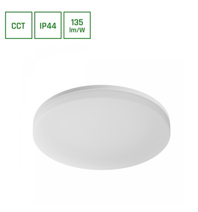 40W Nymphea Fusion LED taklampe, 135lm/W - Justerbar 20/30/40W, CCT, IP44 våtrom, Ø33cm, hvit kant