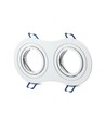 GU10 dobbelt indbygningsspot - Rund, hvid, aluminium, IP20, Hul: 155x75 mm, Mål: 173x91 mm