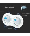 Double spot encastrable GU10 - Rond, blanc, aluminium, IP20, Perçage : 155x75 mm, Dim : 173x91 mm