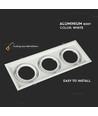 3-håls AR111 infälld spot - Vit, aluminium, hål: 455x168mm, utan ljuskälla