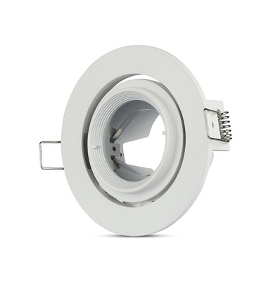 GU10 inbouwspot met 30° kantelbare ring - Rond, wit, aluminium, gat: Ø9,3 cm, afm: Ø10,2 cm, IP20 binnen