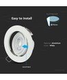 Spot encastrable GU10 avec bague orientable 30° - Rond, blanc, aluminium, perçage: Ø9,3 cm, dim: Ø10,2 cm, IP20 intérieur