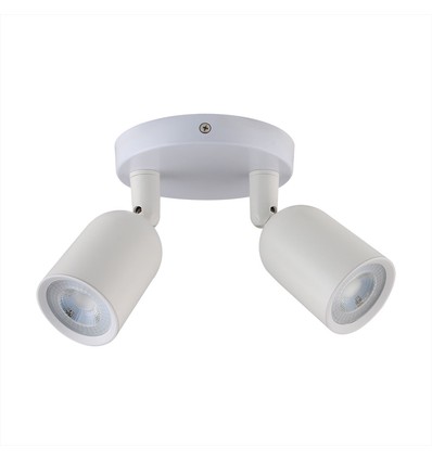 2xGU10 Wand/plafondspot - Wit, IP20 binnen, zonder lichtbron